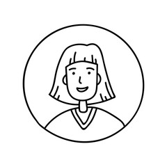 Woman icon. Hand drawn human avatar illustration in doodle sketch style. Vector image.