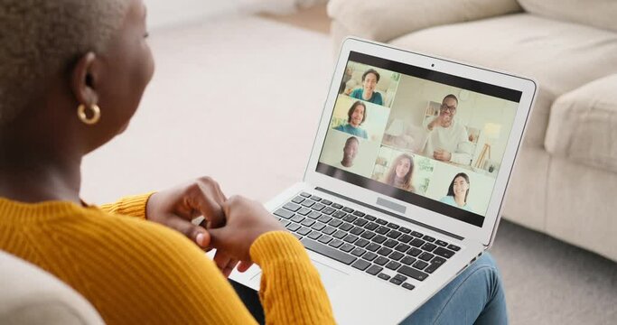 Friends Having Video Conference Call Together On Laptop