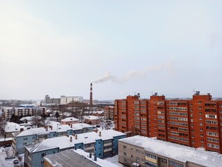 Fototapeta premium toxic smoke coming out of the chimney