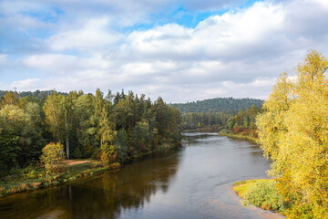 autumn landscape with river Gauja, Latvia