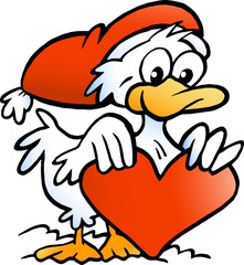 Vector Cartoon illustration of an happy Christmas Duck