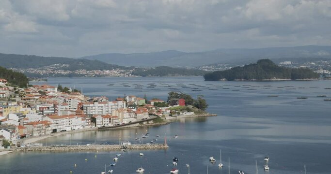 Panoramic view of Ria de Pontevedra, Galicia, Spain