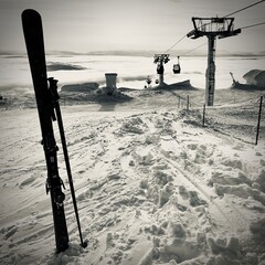 Skiing on mountain