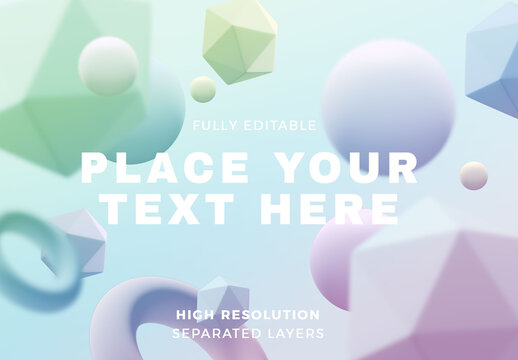 Pastel Geometric Shapes Floating on Light Background