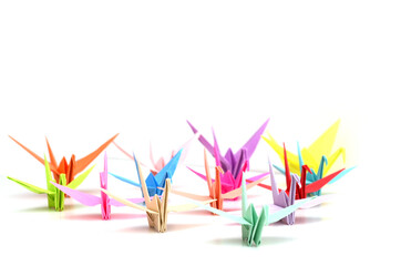 Origami crane birds