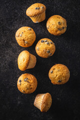 Vanilla muffins. Sweet cupcakes.
