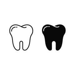 Collection of tooth icon in flat design. Color editable on white background