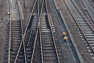 Fototapeta na wymiar crossing railroad tracks in the distance