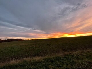 sunset over the field