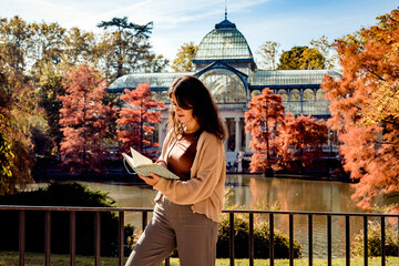 Woman reading in a park