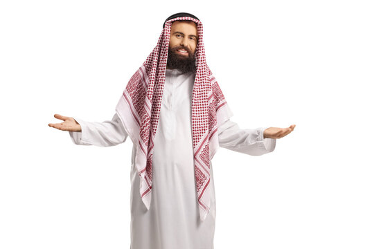 Saudi Arab Man Welcoming With Hands