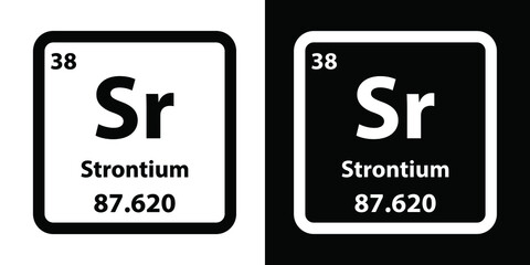Sr	Strontium chemical element icon. The chemical element of the periodic table. Sign with atomic number. 