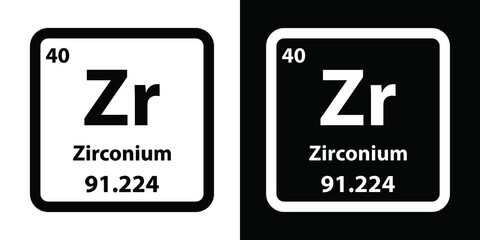 Zr	Zirconium chemical element icon. The chemical element of the periodic table. Sign with atomic number. 
