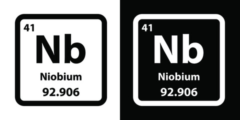 Niobium chemical element icon. The chemical element of the periodic table. Sign with atomic number. 