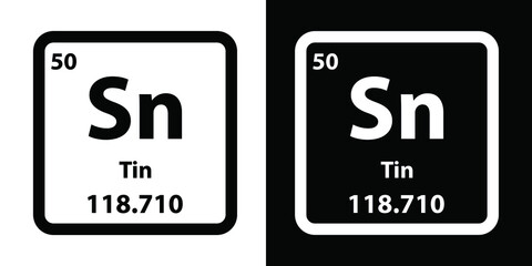 Sn	Tin chemical element icon. The chemical element of the periodic table. Sign with atomic number. 