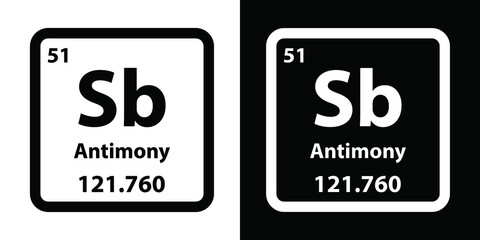 Sb	Antimony chemical element icon. The chemical element of the periodic table. Sign with atomic number. 