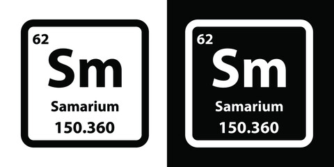 Sm	Samarium chemical element icon. The chemical element of the periodic table. Sign with atomic number. 