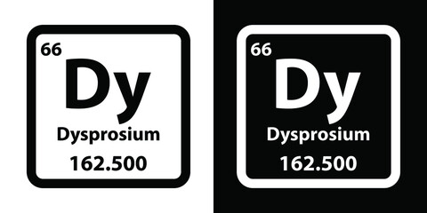Dy	Dysprosium chemical element icon. The chemical element of the periodic table. Sign with atomic number. 