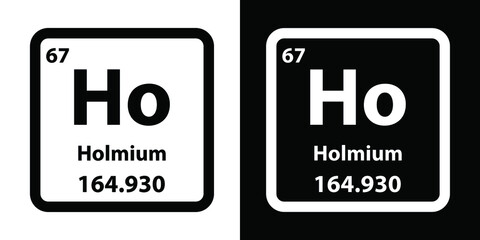 Ho	Holmium chemical element icon. The chemical element of the periodic table. Sign with atomic number. 
