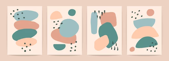 Minimale abstrakte Poster. Zeitgenössischer Kunstdruck mit geometrischen organischen Formen, trendiges Set für die Wanddekoration. Vektordesign © Studio Cantath