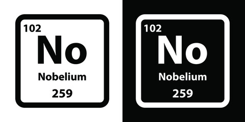 No	Nobelium chemical element icon. The chemical element of the periodic table. Sign with atomic number. 