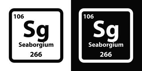 Sg	Seaborgium chemical element icon. The chemical element of the periodic table. Sign with atomic number. 