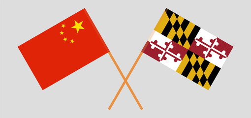Crossed flags of China and the State of Maryland