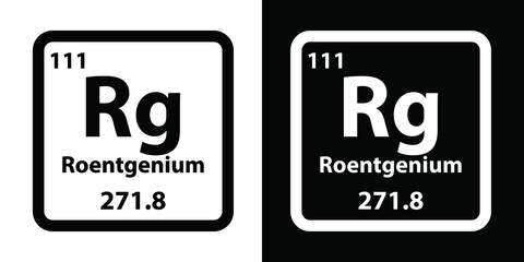 Rg	Roentgenium chemical element icon. The chemical element of the periodic table. Sign with atomic number. 