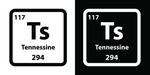 Ts	Tennessine chemical element icon. The chemical element of the periodic table. Sign with atomic number. 