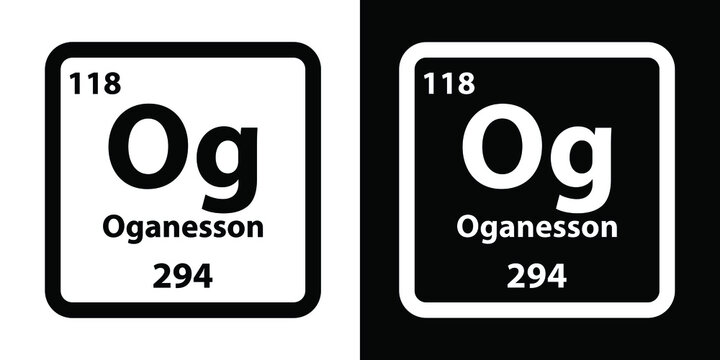 Og	Oganesson chemical element icon. The chemical element of the periodic table. Sign with atomic number. 