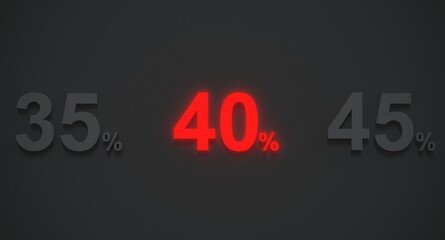 Sale 40 percent in red light 3d render