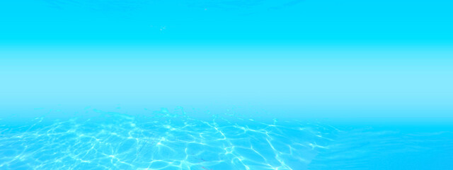 underwater blue swimming pool banner with copy space