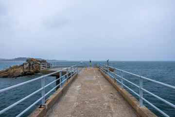 Fototapeta na wymiar Jetty to ferry to Ile de Batz in the harbour of Roscoff, Brittany