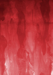Red ink and watercolor texture on white paper background. Gradient paint strokes and decalcomania effect. Hand-painted gouache abstract image. Mess on the canvas.
