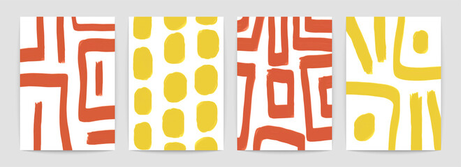 Abstraktes Kunstdruck-Poster-Set. Moderne Leinwand mit geometrischen Formen für die Wanddekoration. Vektorillustration der Mitte des Jahrhunderts © Studio Cantath