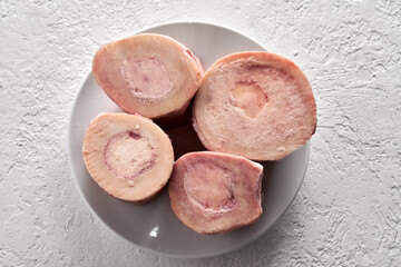 Beef marrow bones - ingredient to prepare bone broth or soup