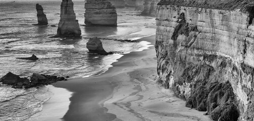 Amazing coastline of the Twelve Apostles, collection of limestone stacks off the shore of Port...