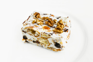 top view of sweet dessert on a white plate
