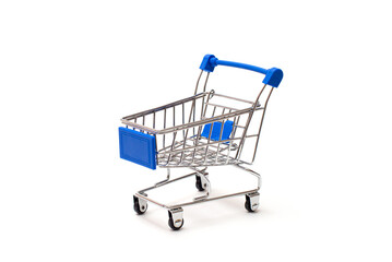 Blue shopping cart. Isolate on white background