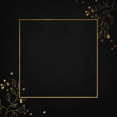 Black and anthracite background with luxery golden ornaments , sparkles and swirls. Golden frame. Good for logo or invitation.