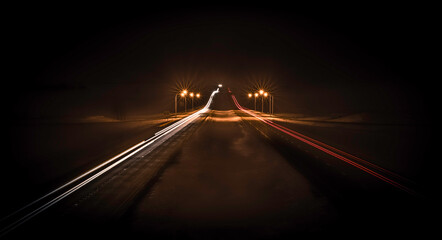 Car light streaking on highway