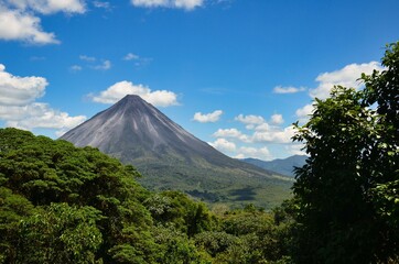 Fototapeta premium Landscape Panorama picture from Volcano Arenal next to the rainforest, Costa Rica Pacific, Nationalpark, great view