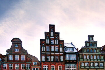 historical gable in winter in Lüneburg
