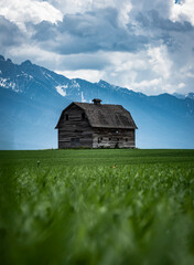 Abandoned barn in the mountains 