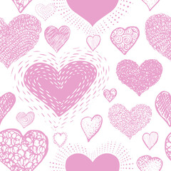 Fototapeta na wymiar The seamless background of the pink heart. Vector illustration