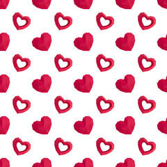 Seamless pattern with paper polygonal hearts
