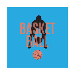 Basketball game emblem, label, print, t-shirt design, vector illustration. Basketball dribbling skills, moves, tricks.