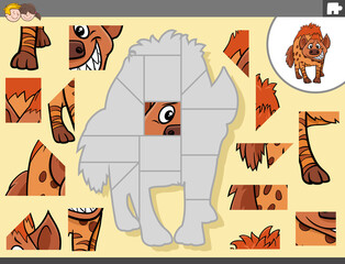 jigsaw puzzle game with hyena animal character