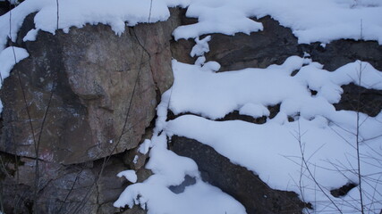 Rocks covered in snow