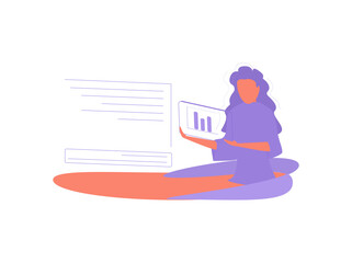 People working at office, Flat style cartoon faceless character. Lifestyle, Minimal vector illustration